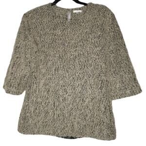 El Corte Ingles SPAIN Top Blouse Shirt 3/4 Sleeve Crew Neck 100% Polyester large